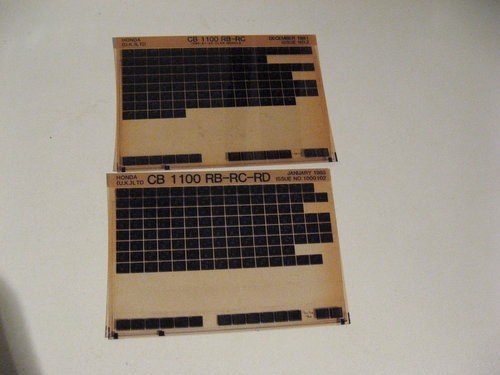 1981 Parts microfiche for Honda CB1100 RB - RC - For Sale