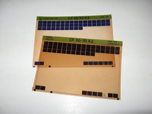 2 Used parts microfiche for Honda CF50/70 K2 Chaly In vendita