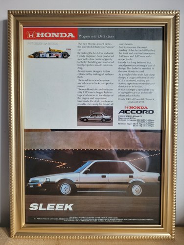 1984 Original 1986 Honda Accord Framed Advert For Sale
