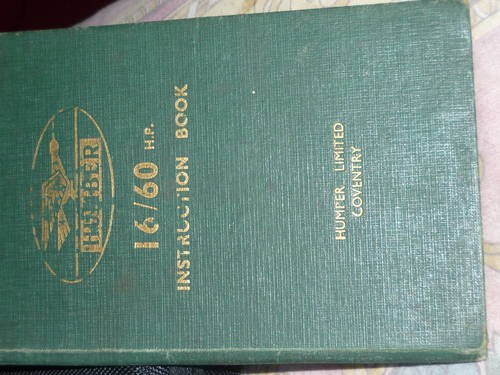 1935 Humber 16/60 instruction book VENDUTO