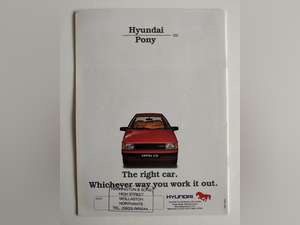 Hyundai Pony Sales Brochure For Sale (picture 2 of 2)