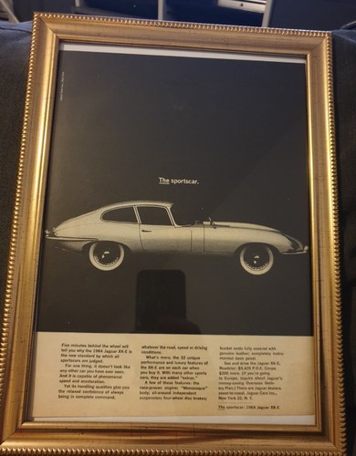 1964 E-Type Jaguar Advert Original  VENDUTO