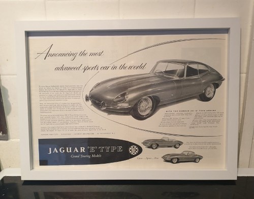 1961 Jaguar E-Type Framed Advert Original  VENDUTO