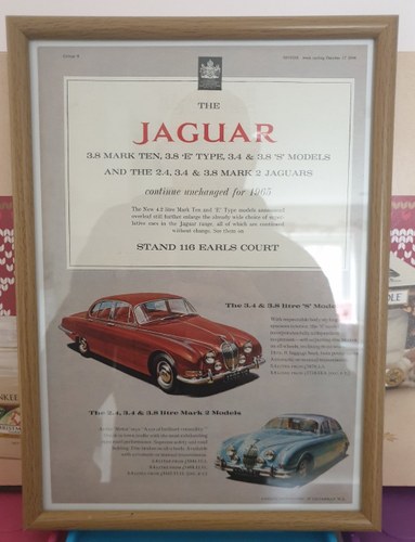 1964 Original Jaguar Framed Advert VENDUTO