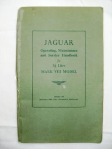 1958 Jaguar Mk8 Operating,Maintenance&Service Handook VENDUTO