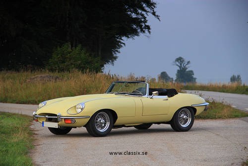 1969 Jaguar E-type roadster series 2, primrose yellow For Sale