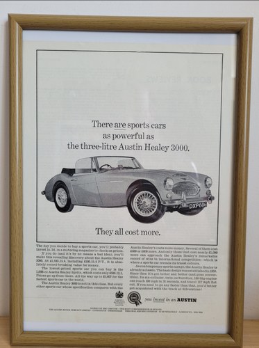 1962 Original 1964 Austin Healey 3000 Framed Advert For Sale