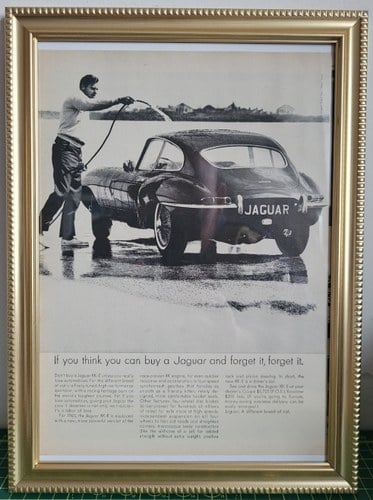 1994 Original 1965 Jaguar E-Type Framed Advert For Sale