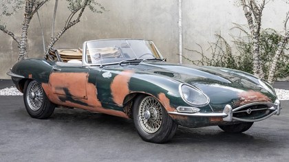 1962 Jaguar XKE Series I Flat Floor Roadster with a louvered
