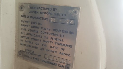 1974 JENSEN INTERCEPTOR III In vendita