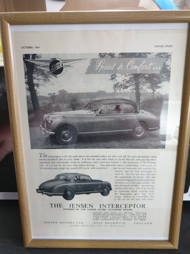1954 Original Jensen Interceptor Advert VENDUTO