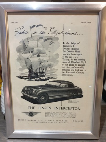 Original 1954 Jensen Interceptor advert VENDUTO
