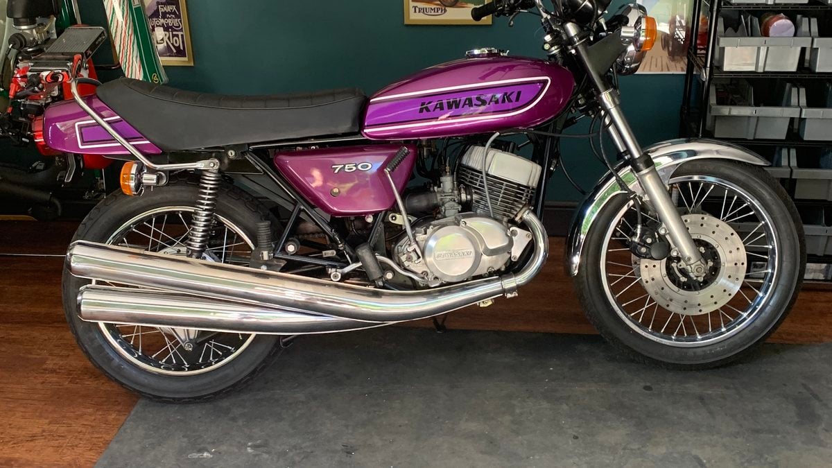 1975 Kawasaki H2 Lila Manuell 6 V xlar I Purley Storbritannien Till 1975-kawasaki-h2-lila-manuell-6-v-xlar-i-purley-storbritannien-till
