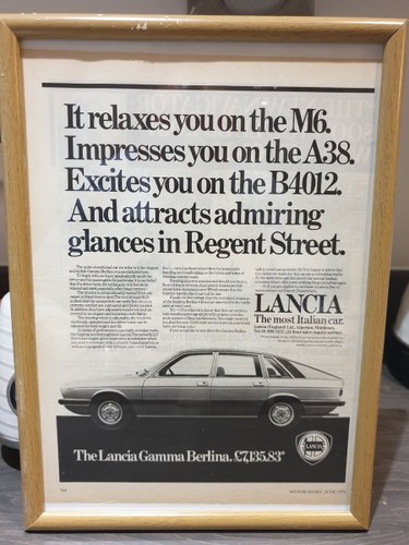 Original 1979 Lancia Gamma Berlina Advert VENDUTO