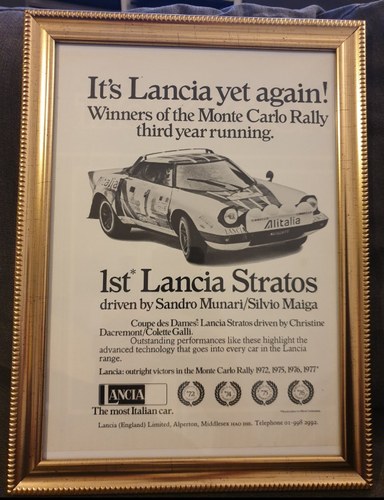1977 Original Lancia Stratos Advert VENDUTO