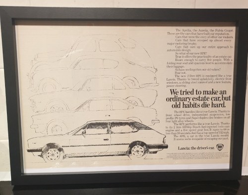 Original 1982 Lancia HPE Framed Advert For Sale