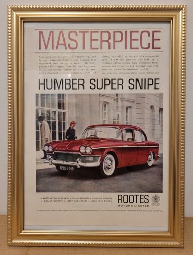 1977 Original 1961 Humber Super Snipe Framed Advert For Sale