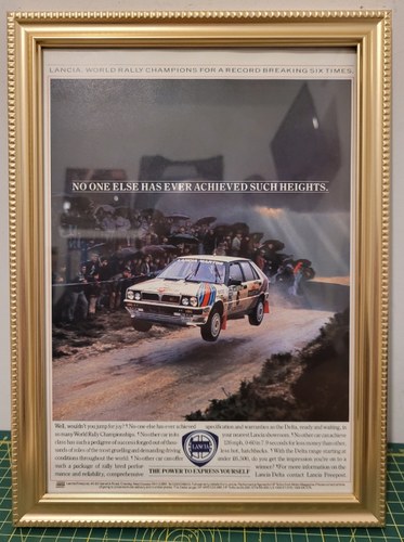 1984 Original 1987 Lancia Delta Framed Advert In vendita