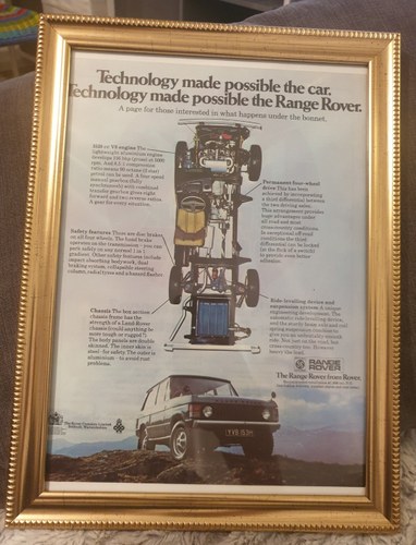 Original 1970 Range Rover Framed Advert For Sale