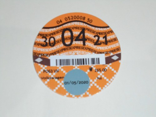 Road Tax Disc 2021. SOLD