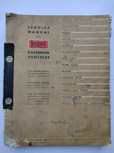 Original Service Manual For Leyland Passenger Vehicles VENDUTO