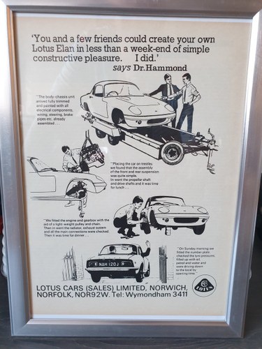 1970 Lotus Elan advert Original  VENDUTO