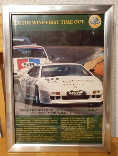 1992 Original Lotus Esprit Framed Advert SOLD