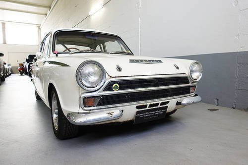 1966 early, rare Lotus Cortina Mk1 ‘Barn Find’ in Ermine White VENDUTO