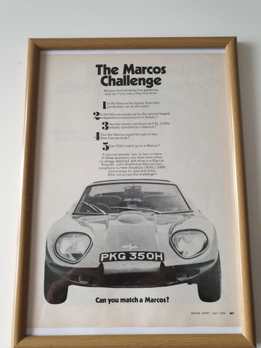 Original 1970 Marcos GT advert SOLD