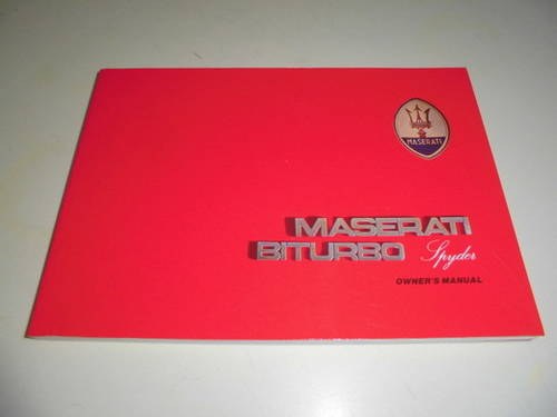 per Maserati biturbo spyder libretto uso e manuten In vendita