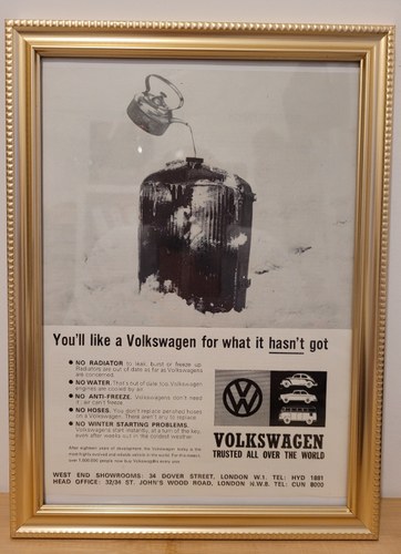 1975 Original 1963 Volkswagen Framed Advert In vendita