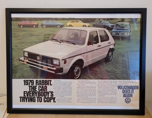 1979 Original 1978 Volkswagen Golf MK1 Framed Advert For Sale