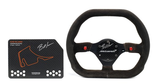 A McLaren 570s GT4 steering wheel signed by Bruno Senna For Sale by Auction
