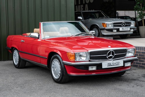 1988 Mercedes-Benz R107 560SL #2103 Signal Red w Palomino Leather For Sale