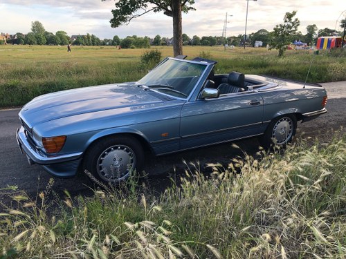 1986 Mercedes 500SL Ice Blue restored body and chassis SOLD
