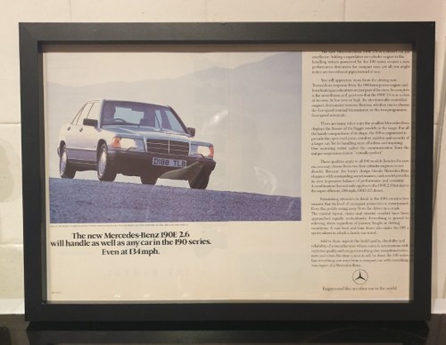 1987 Mercedes 190E Framed Advert Original  SOLD