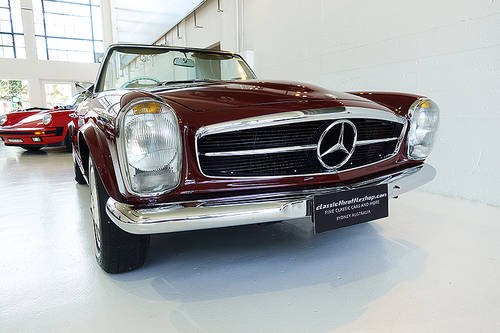 1966 Beautiful original 230 SL in Burgundy with White hardtop SOLD