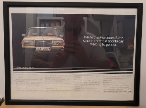 1963 Original 1983 Mercedes 280E Framed Advert For Sale