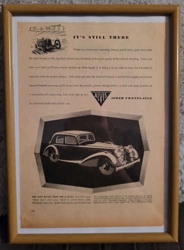 1983 Original 1939 Alvis Speed 25 Framed Advert In vendita