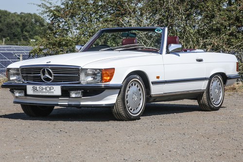 1988 MERCEDES-BENZ 500SL ARCTIC WHITE WITH MID RED Leather SOLD