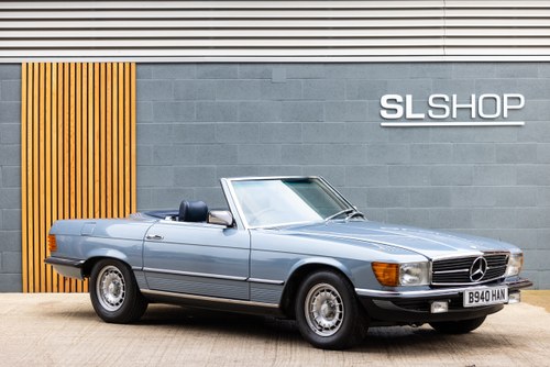 1985 Meredes-Benz 280SL in Diamond Blue with Royal Blue For Sale