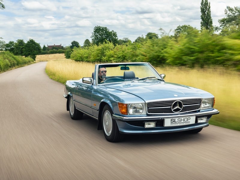 1988 Mercedes-Benz R107 300SL Diamond Blue with Blue Check