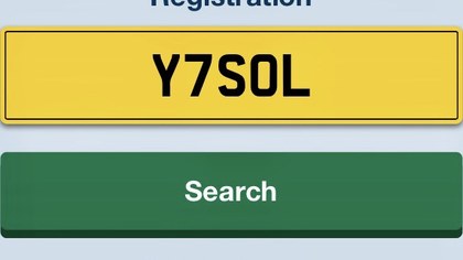 Number plate Y7SOL ideal for 70 Years of Mercedes SL