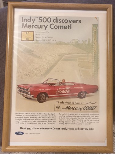 1966 Mercury Comet Framed Advert Original  In vendita