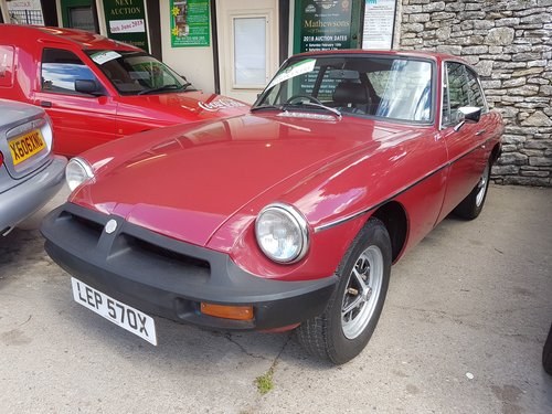 REMAINS AVAILABLE. 1982 MGB GT For Sale by Auction