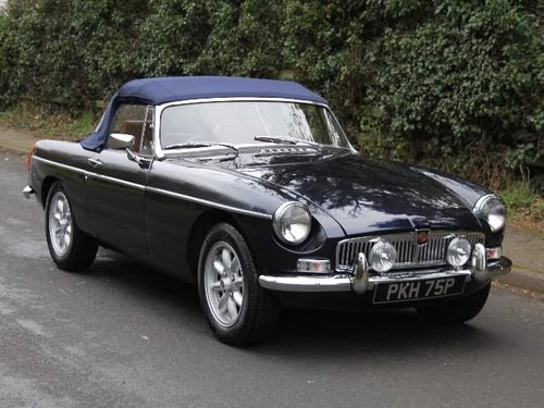 1976 MGB Roadster, O/D/ Mohair Hood, Leather, Minilights SOLD