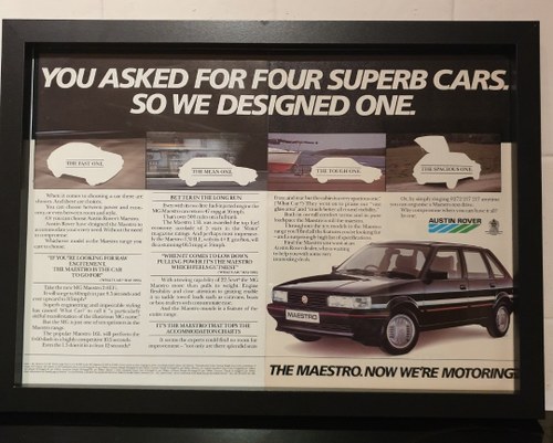 Original 1985 MG Maestro Framed Advert For Sale