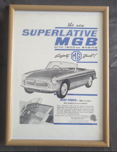 Original 1962 MGB Framed Advert For Sale