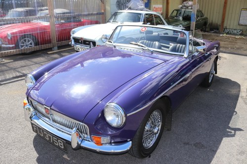 1974 MGB Roadster in rare Aconite, chrome wires SOLD