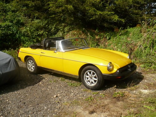 1977 mgb roadster yellow low mileage 37000 miles SOLD